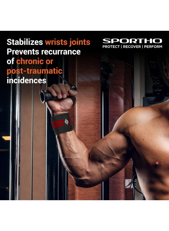 Nivia Weight Lifting Wrist Wraps with Thumb Loop (Red) – Adjustable Gym Wrist Support Straps for Men & Women, Compression Wrist Bands for Strength Training, CrossFit, Powerlifting & Workout - Image 4